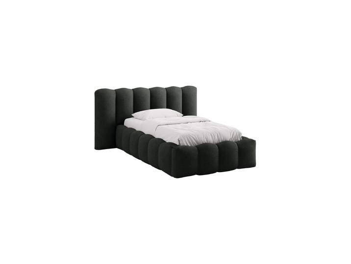 Design Einzel-Polsterbett „Lupine“ mit Ablagefach Bouclé Schwarz Chosen by Bloomingloft