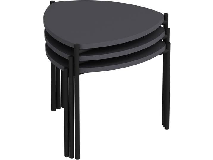 Beistelltisch 3er-Set Yasam anthrazit Melamin B 45 H 45 cm - Beistelltisch 3er-Set