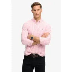 Superdry für Herren. M4011100A Schickes rosa Oxford-Hemd (S), Lässig, Baumwolle, Klassisch, Langarm