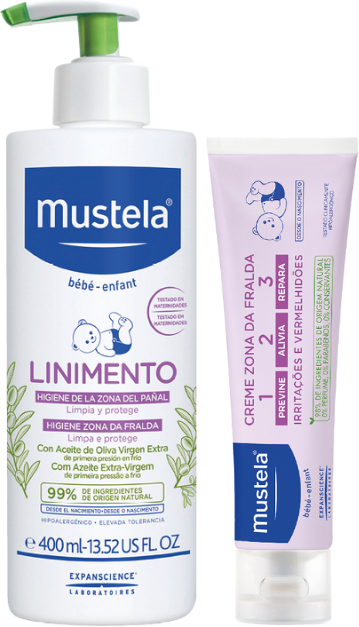 Mustela Linimento 400ml + Creme Zona da Fralda 1-2-3 50ml