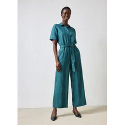 bonprix Jumpsuit aus reinem Leinen, petrol, Gr.50, eleganter Jumpsuit aus reinem Leinen, mit passendem Bindegürtel
