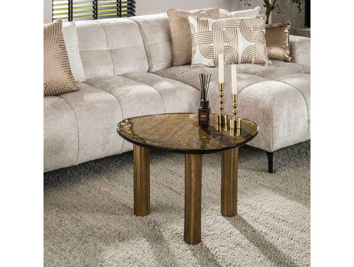 Table basse triangulaire en verre artisanal H45 LAGUNA - Doré