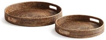 Porch & Petal Burma Rattan Round Ottoman Trays