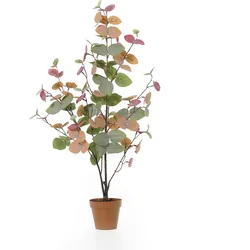 Kunstpflanze Eukalyptus Rosa/Koralle/Salbeigrün
