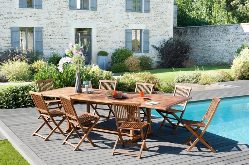 MAEVA - Garten-Tisch aus geöltem Teakholz, rechteckig, doppelt ausziehbar, 200/300 cm