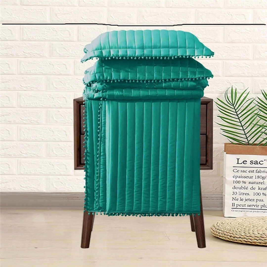 ZASH LONDON Microfiber Bedspread with Pillow Shams Included Teal Double Bedspread + 2 Standard Shams