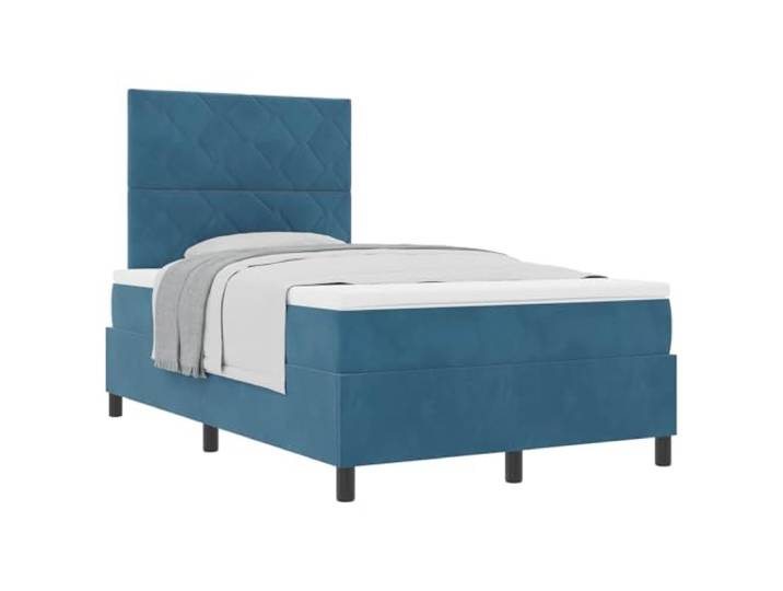 KKgypkn Boxspringbett mit Taschenfederkern und Matratze 120x190 cm, Dunkelblau Samt, mit verstellbarem Kopfteil