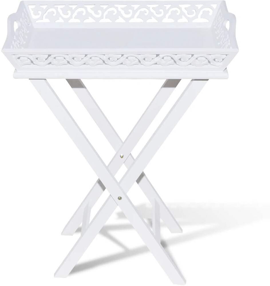 vidaXL Table d'appoint avec plateau Blanc