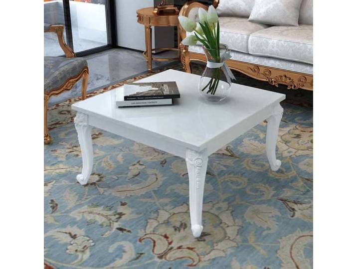 Table basse - - Blanc brillant - MDF - 80x80x42 cm