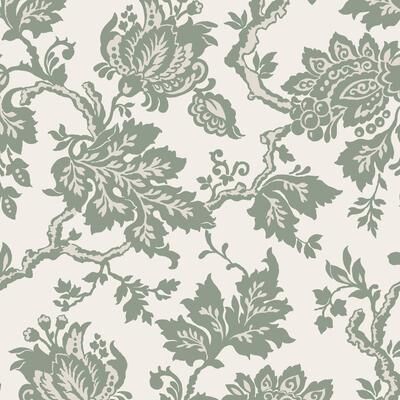 Martha Stewart Jacobean Antique Green Wallpaper