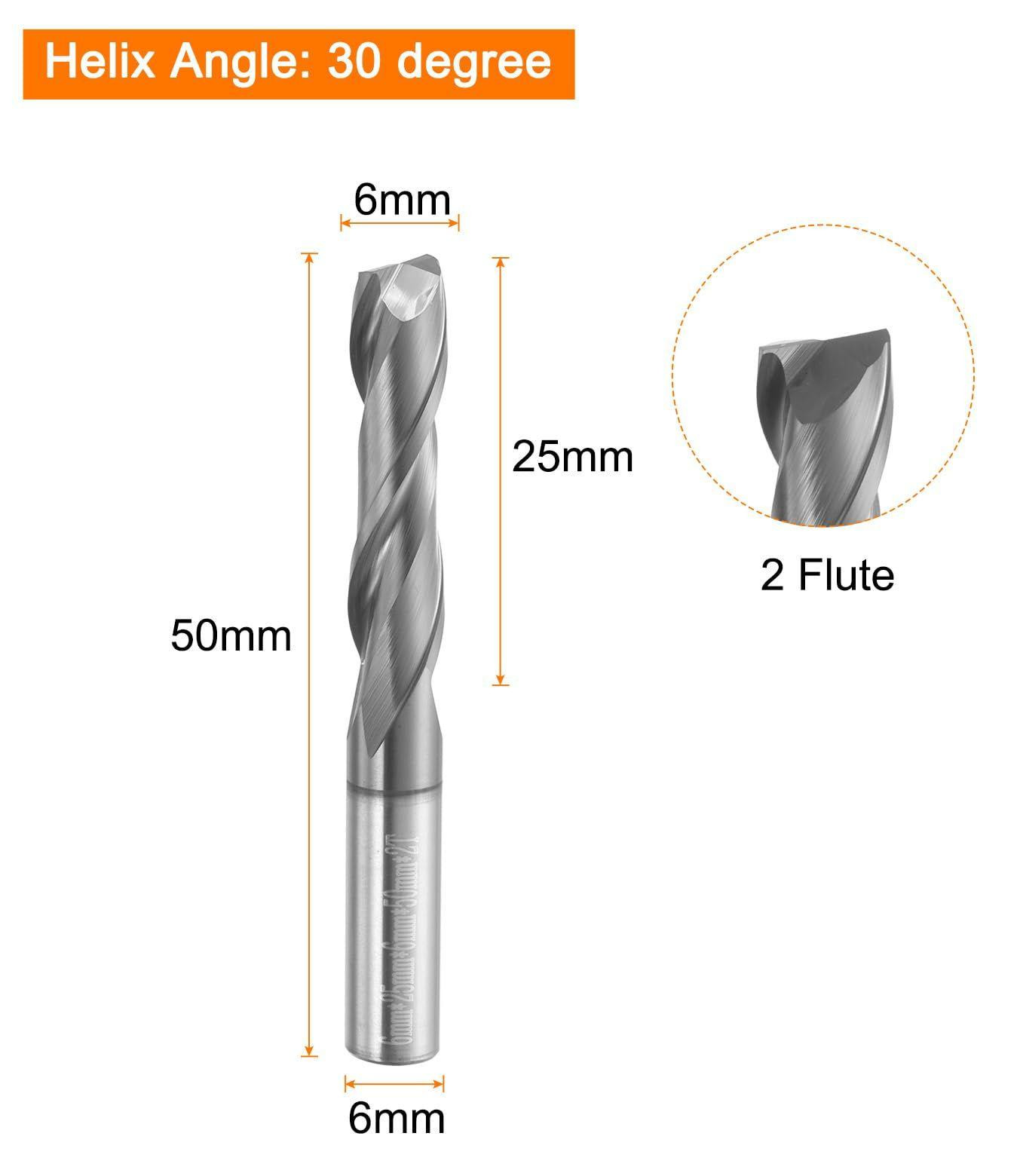 Selius Spiraalfrees 6 mm snijdiameter, 2 snijden Up Cut coating frees voor hout