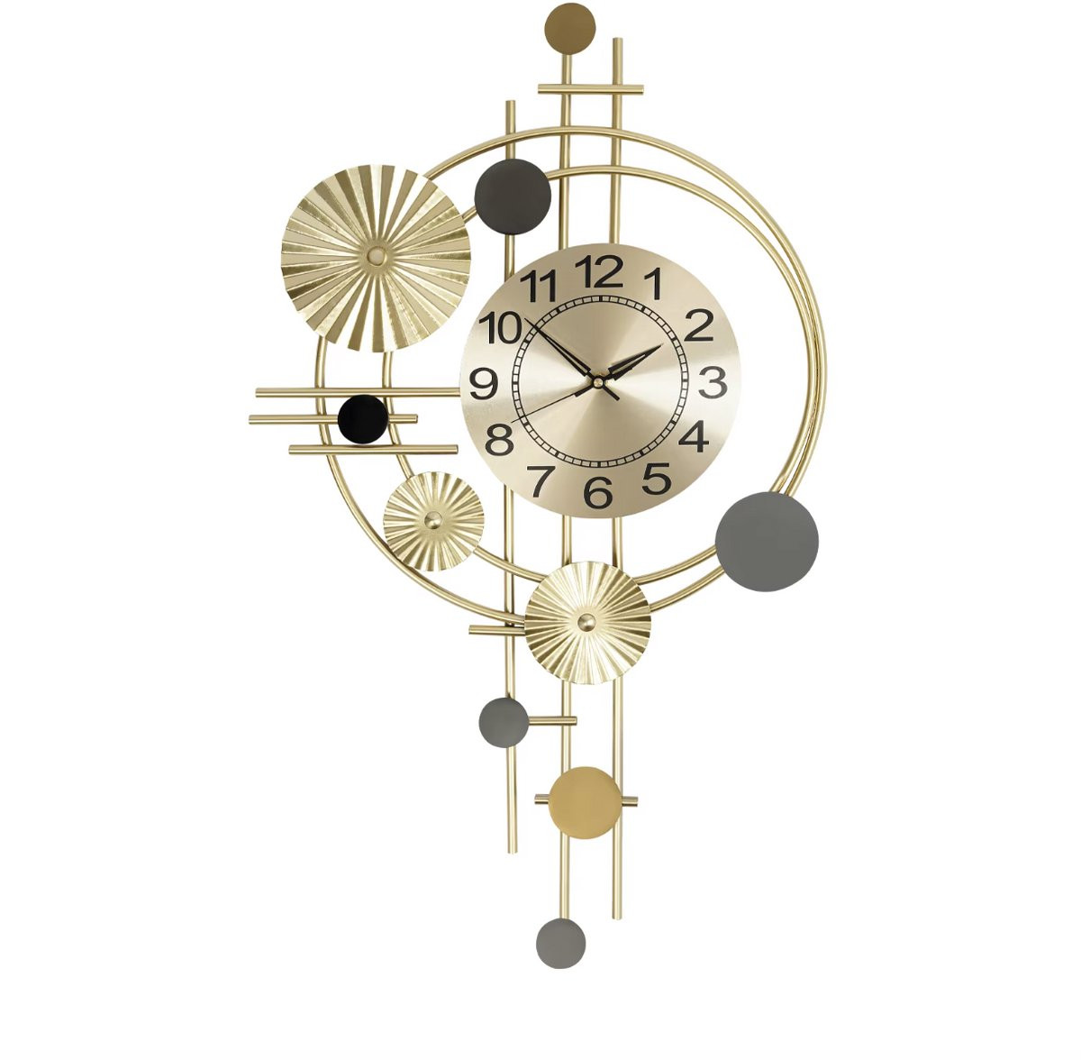 J&R Moderne 3D Wandklok - Analoge Decoratieve Wandklok - Goud