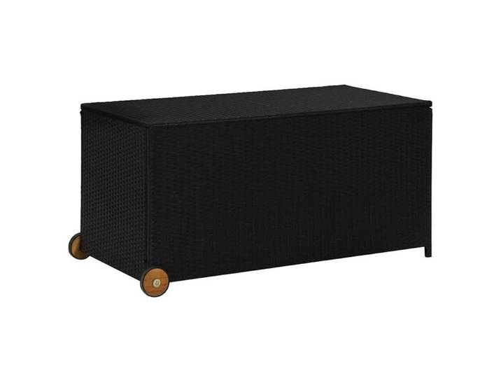 Soldes saison Boîte de rangement de jardin noir 120x65x61 cm résine tressée - Stabilité - résistance à l'humidité_FR65378