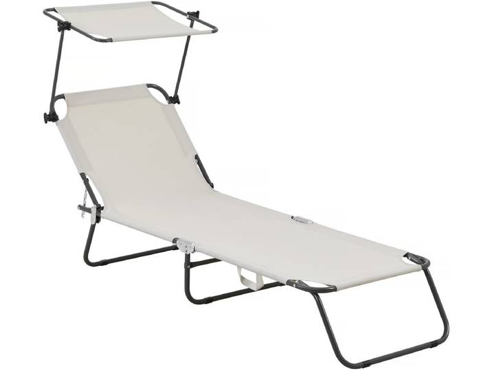 Bain de soleil pliable Lazy - Avec pare soleil - Beige