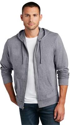 District DT1100 Jersey Full-Zip Hoodie in Dark Heather Grey size 3XL   Cotton/Polyester Blend