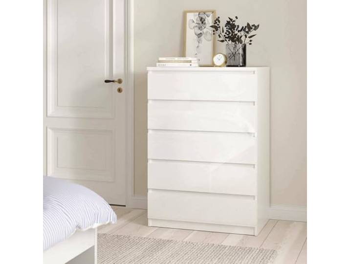 Dmora - Kommode Georgette, Mehrzweckkommode, Schlafzimmerkommode, Schrank mit Schubladen, 77x50 h111 cm, Wei?