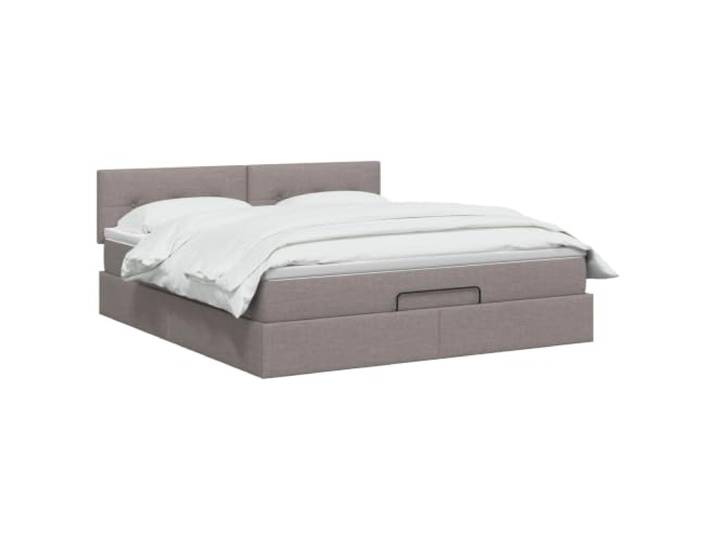 PUGYNBK Ottomanbett mit Matratze und Kopfteil, Taupe, 140 x 190 cm Höhenverstellbare Lagerung, Stahl- und Holzbasis, Taschenfederkernmatratze, verstellbares Kopfteil