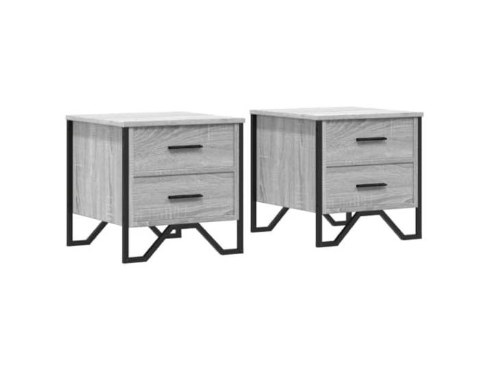 Coespram Nachttisch 2er Set Grau Sonoma 40x41x40 cm Nachtkommode Praktische Nachtschränke mit je zwei Schubladen schaffen diskreten Stauraum und Ordnung im Schlafzimmer.