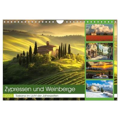 Zypressen und Weinberge (Wandkalender 2026 DIN A4 quer), CALVENDO Monatskalender