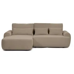 ECKSCHLAFSOFA Oliver im Bouclé-Gewebe, Hellbraun, links