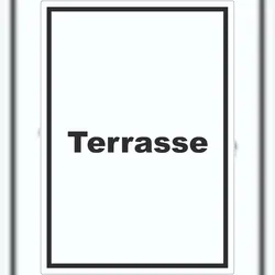 HB-Druck Terrasse Aufkleber mit Text hochkant A9 (37x52mm)
