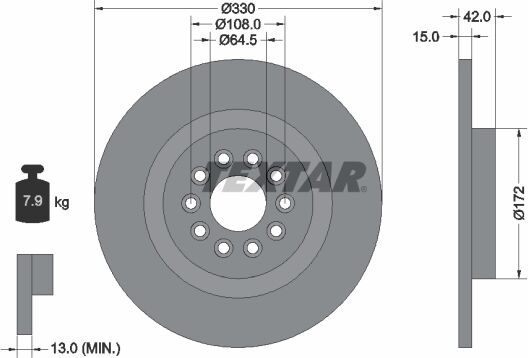 Textar Bremsscheibe Pro 92221403 330mm 15mm Für Jaguar