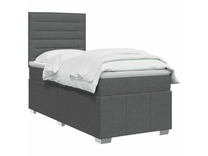 vidaXL LED Boxspringbett mit Matratze Dunkelgrau 90 x 190 cm Stoff Schlanker Stil mit LED-Beleuchtung, Höhe für deinen Komfort anpassbar, Mittelharte Matratze für alle Schlafpositionen