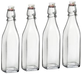 Bormioli Rocco Square Swing Top Glass Bottles With Airtight Hermetic Lid - 33.75 oz