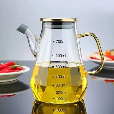 Discount Dollar Deals Glass Oil Pots Leak Proof, Diamond Oil Bottle With Scale, Lid Kitchen Soy Sauce Vinegar Condiment Storage 700ml