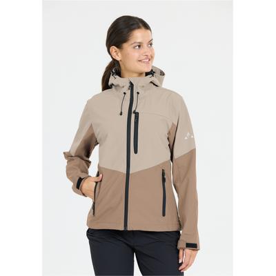Softshelljacke WHISTLER "Rosea V2", Damen, Gr. 40, beige (beige, braun), 100% Polyester, unifarben, normal, hoch geschlossener Ausschnitt, Jacken Softshelljacke, mit wasserabweisender Beschichtung