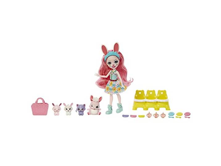 Enchantimals poppen Baby's Beste Vriendjes speelsets Kleine pop, dierenvriendje, 3 babydieren en accessoires Verrassing Cadeaus voor kinderen, HLK85