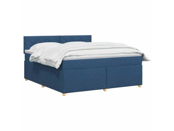 vidaXL Boxspringbett mit Matratze mit Kopfteil Blau 140 x 190 cm Stoff