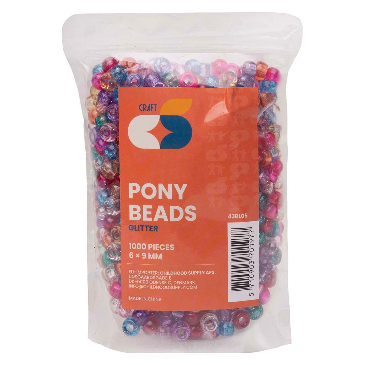 Colorations - Ponyperlen Glitter 6x9 mm, 1000 Stk. (55623598)