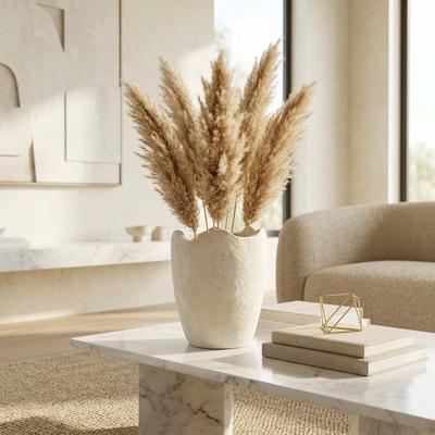 Sagebrook Home "12"" Abstract Textured Terracotta Vase, Ivory"