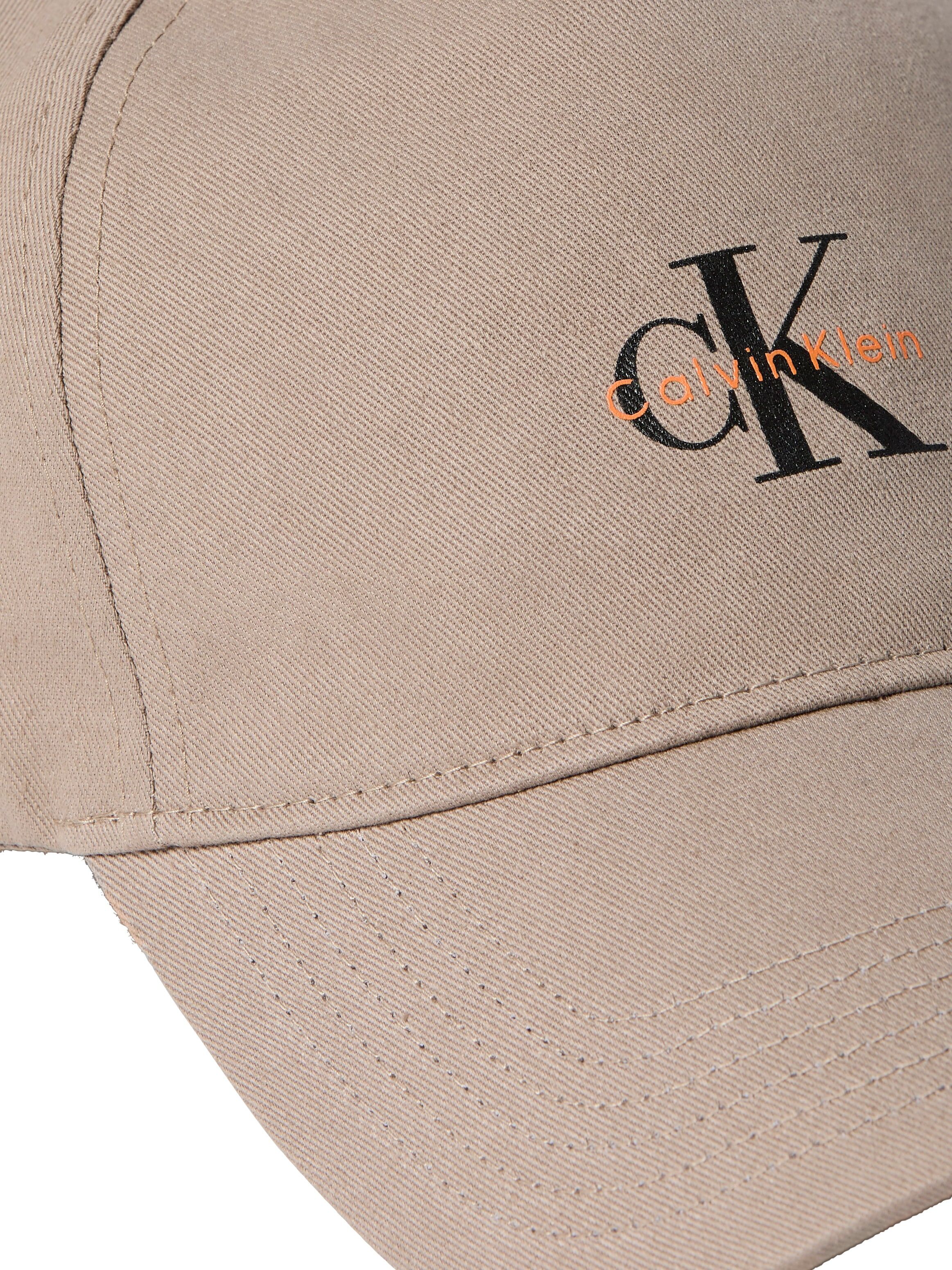 Baseball Cap CALVIN KLEIN JEANS "MONOLOGO PRINTED BASEBALL CAP", Herren, beige (turbulence), Web, Baumwolle, Caps Baseball Cap, Mit festem Schirm turbulence Einheitsgröße