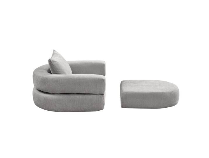 Canapé modulaire en chenille gris clair avec assise réversible