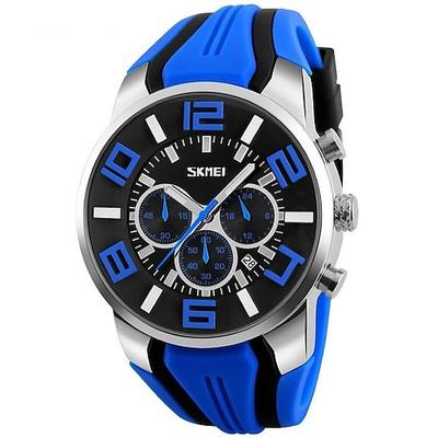 Herren Skmei Stoppuhr Luxusuhren Silikonarmband Freizeituhren Geschenk für Männer Wasserdicht Quarz 9128 Uhr