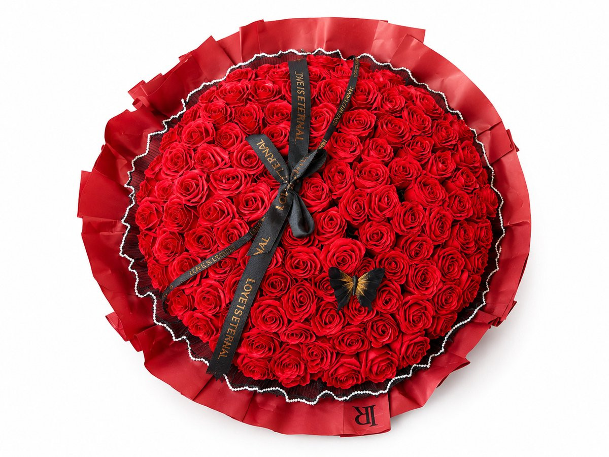La Roselle Amsterdam - Kunstbloemen boeket in rozenbox met 200 rode geurende rozen