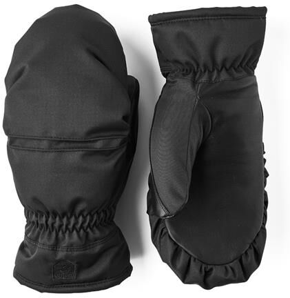 Hestra Womens Primaloft Leather Mitt, Black Str. 7