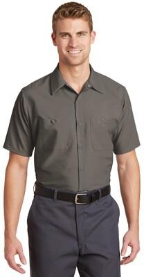 Red Kap SP24 Short Sleeve Industrial Work Shirt in Grey size 5XLR   Polyester Blend SL20, SB22, RKSP24, SP20, CS20, SP24L