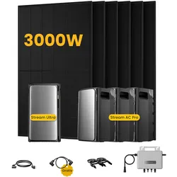 EcoFlow Stream Ultra, Solaranlage mit Speicher, mit 6 x 500W Bifazialen Solarmodulen, by Powerness - Stream Ultra + 3 x Stream AC Pro | 7680Wh / ohne Zubehör / Powerness Express (Lieferzeit: 5-14 Werktage)