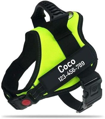 Uplift Picks ComfortFit Adjustable Nylon Dog Harness With Custom Name ID 17 xs