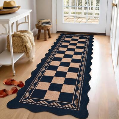 Garvee Scalloped Modern Checkered Area Rug