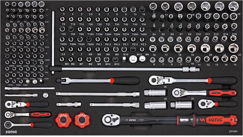 Sonic Equipment Steckschlüsselsatz Nusssatz 1/4 Und 3/8 Sfs-L 212-Tlg. 221201