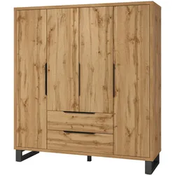 DREHTÜRENSCHRANK HALLETTA 191/210/60 cm 4-türig Eiche Wotan