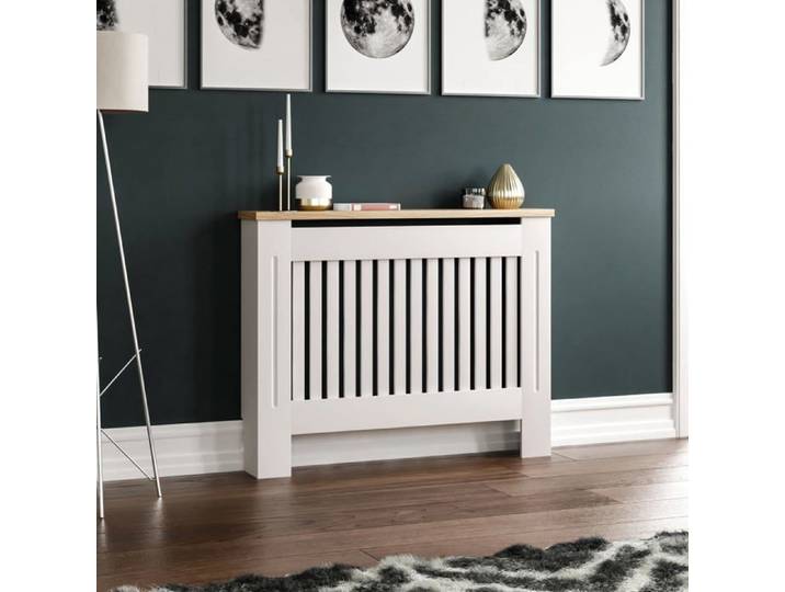 Cache-radiateur - Vida Designs - Arlington - MDF blanc - Étagère en bois - Taille moyenne