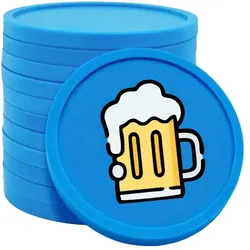 CombiCraft Kunststoff Wertmarken mit Bierkrug-Aufdruck in Blau 29 mm Durchmesser - 100 Stück pro Packung