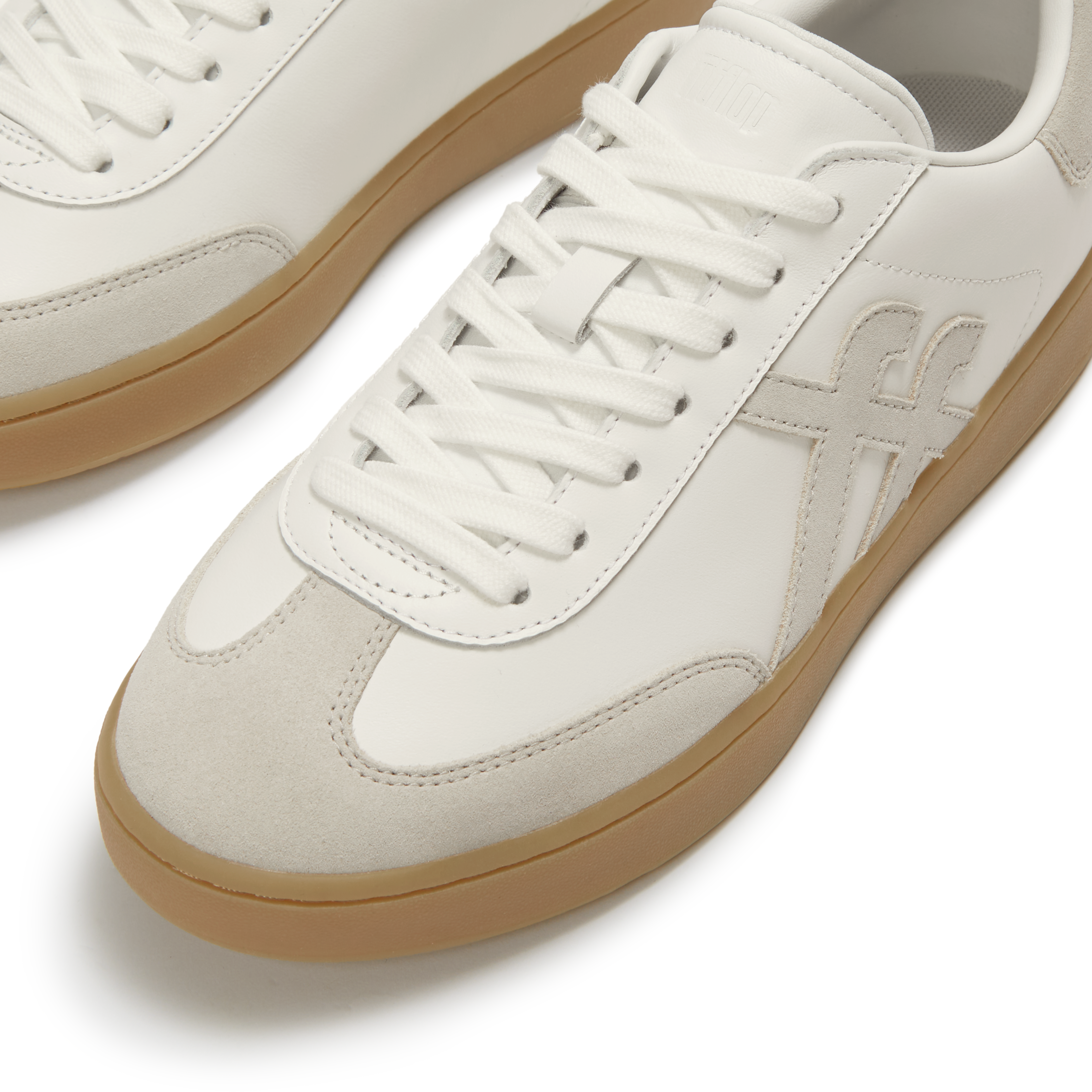 Plateausneaker FITFLOP "THE DASH T-TOE", Damen, Gr. 37, Mesh Synthetik, weiss (urban weiß mix), Leder, Lederimitat, Veloursleder, Schuhe Plateausneaker, Freizeitschuh, Halbschuh, Schnürer, Retro Sneaker im Material-Mix urban weiß mix 37, Mesh Synthetik