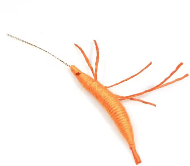 Inspire Curations Wool Prawn Cat Toy With Catnip For Interactive Play orange