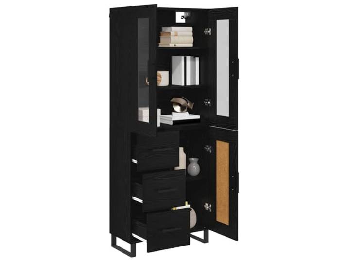 KTHLBRH Sideboard 2 Stück Schwarze Eiche Schichtholz und Glas Doppeltür, großer Stauraum, minimalistisches Design